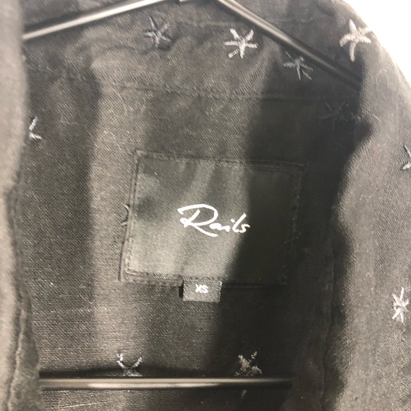 Rails Robyn Embroidered Star Shirt Tie Sleeve Button Down Black S - Picture 12 of 12